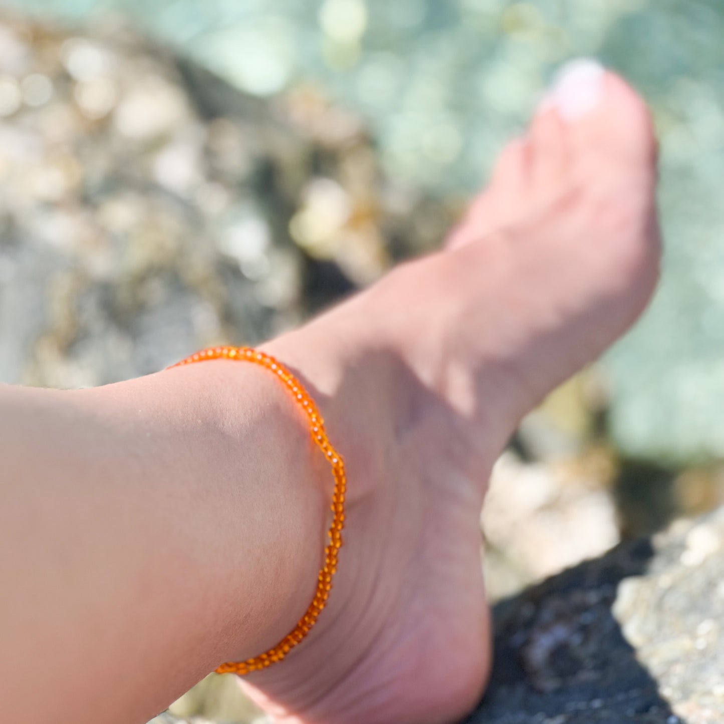 Chaîne de cheville - Perle orange